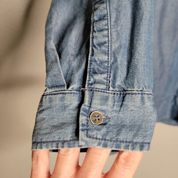 J. Jill Denim Women's Small Button Front Chambray Blouse Long Sleeve - Picture 7 of 8